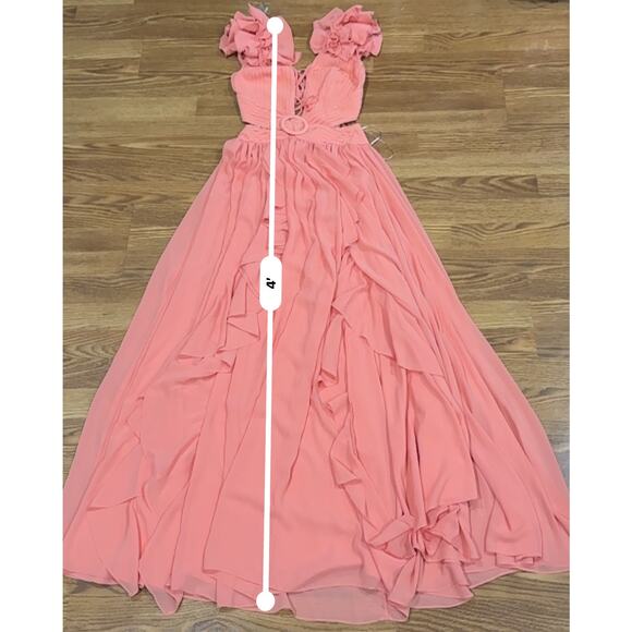 PATBO ORANGE FLUTTER SLEEVE RUFFLE MAXI PARTY DRESS size 2 / 34 - Picture 7 of 16